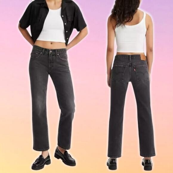 NWT LEVI'S Premium Middy Ankle Bootcut Jean Sz 26  Play My Game Black - Picture 1 of 9
